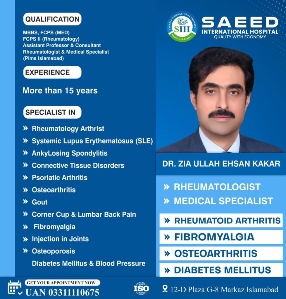 Dr. Zia Ullah Ehsan Kakar - Rheumatologist and Medical Specialist