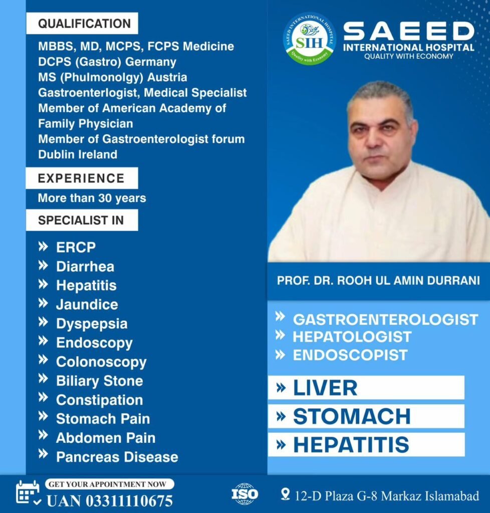 Prof. Dr. Rooh ul Amin Durrani - Gastroenterologist, Hepatologist, and Endoscopist