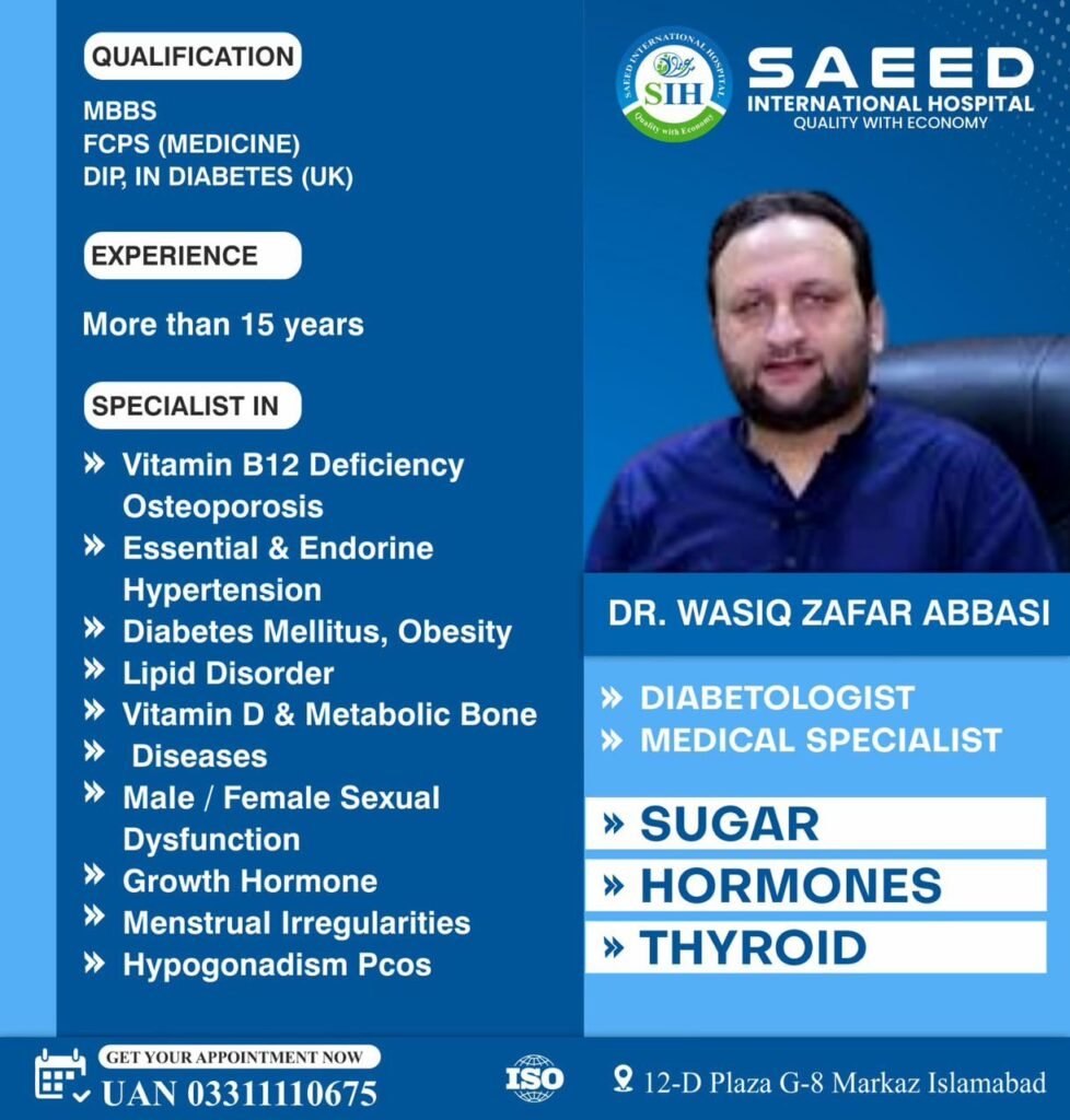 Dr. Wasiq Zafar Abbasi - Diabetologist and Medical Specialist